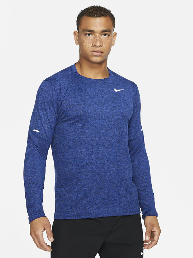 T-shirt manches longues de running bleu chiné homme - Nike