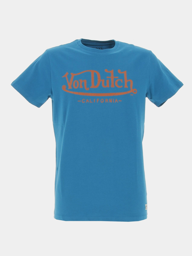 T-shirt life logo orange bleu turquoise homme - Von Dutch