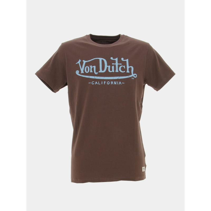 T-shirt life logo bleu marron homme - Von Dutch