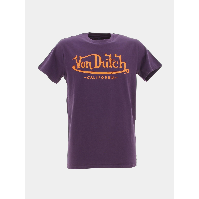 T-shirt life logo orange violet homme - Von Dutch