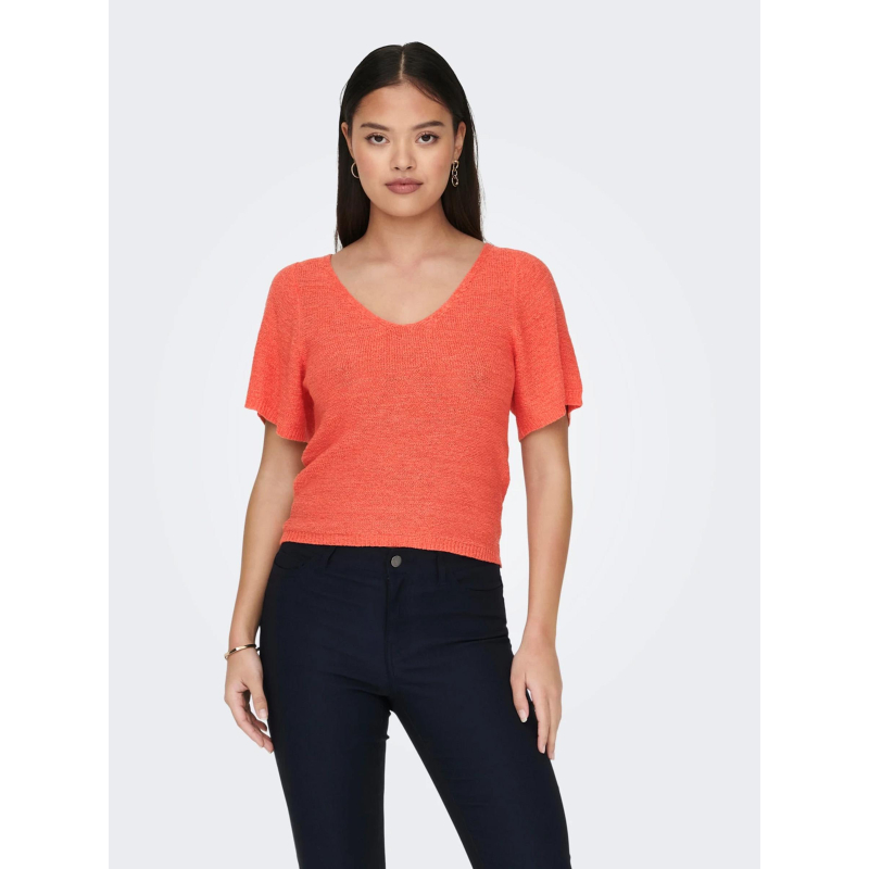 T-shirt maille desha orange corail femme - Jacqueline De Yong