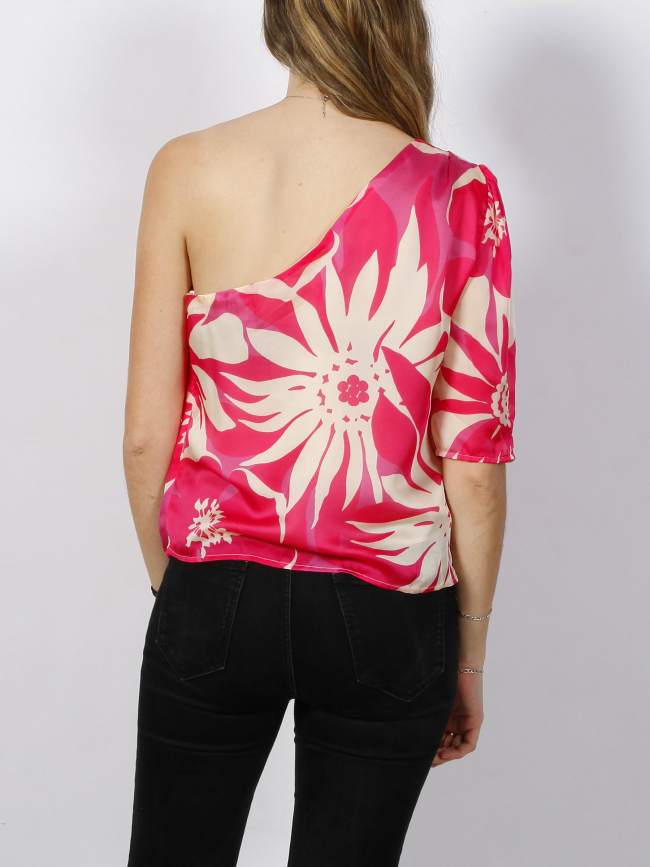 Top asymétrique à fleurs oula rose femme - Morgan