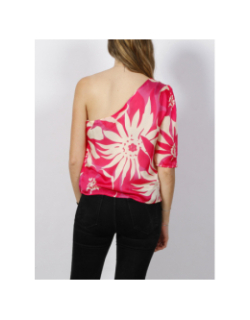 Top asymétrique à fleurs oula rose femme - Morgan