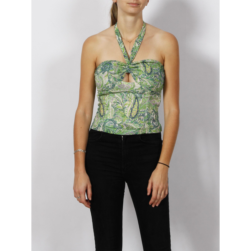 Top bustier noeud imprimés oeden vert femme - Morgan