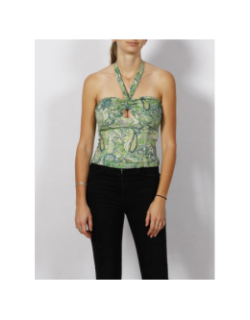 Top bustier noeud imprimés oeden vert femme - Morgan