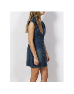 Robe en jean sans manches ceintré stone bleu femme - Morgan