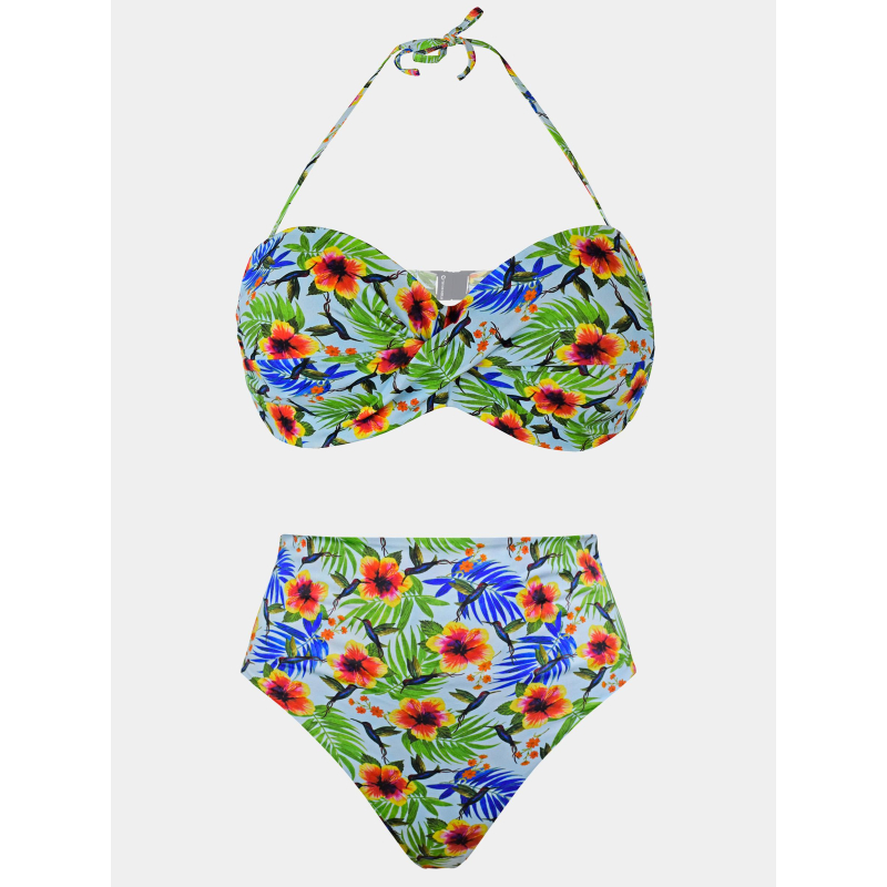 Maillot de bain 2 pièces floral emma bleu femme - Grain De Sable