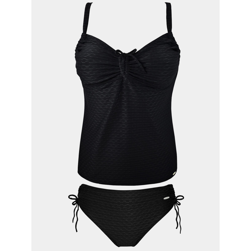 Maillot de bain tankini zigzag relief noir femme - Grain De Sable