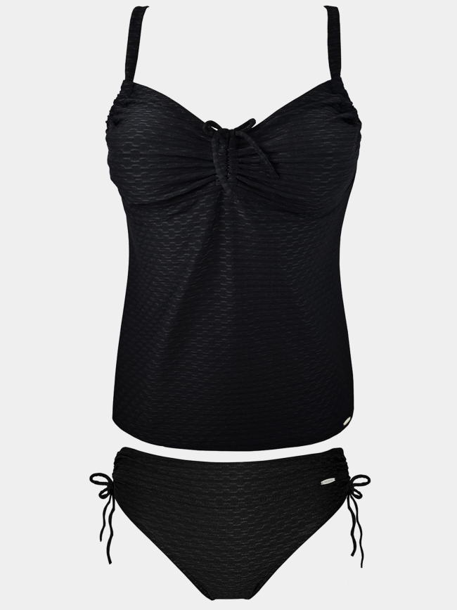 Maillot de bain tankini zigzag relief noir femme - Grain De Sable