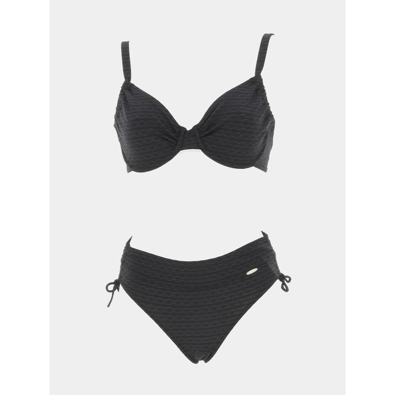 Maillot de bain 2 pièces zigzag relief noir femme - Grain De Sable