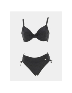 Maillot de bain 2 pièces zigzag relief noir femme - Grain De Sable