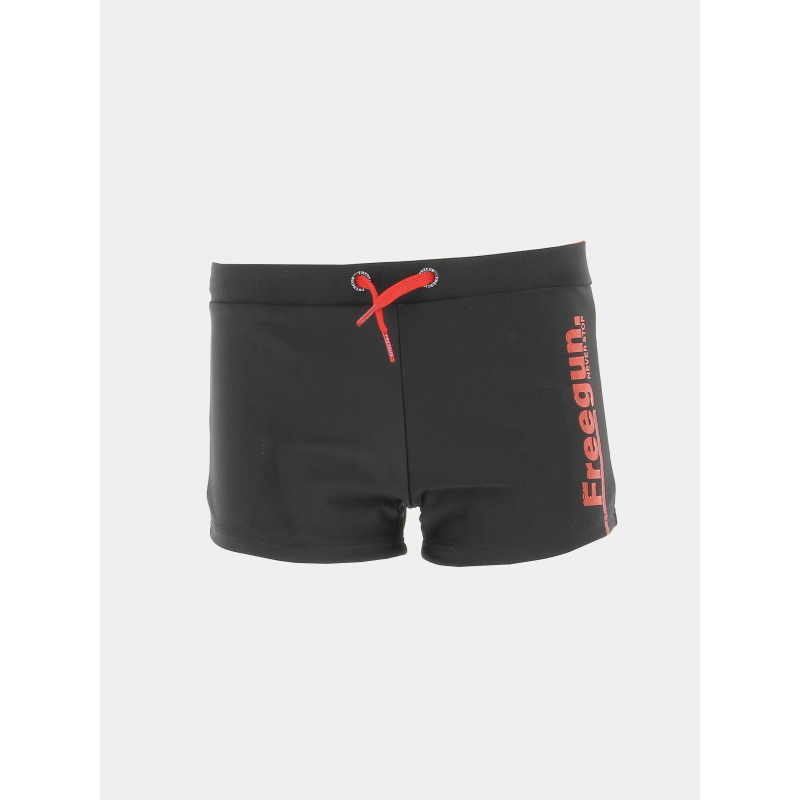 Maillot de bain boxer never stop rouge noir garçon - Freegun