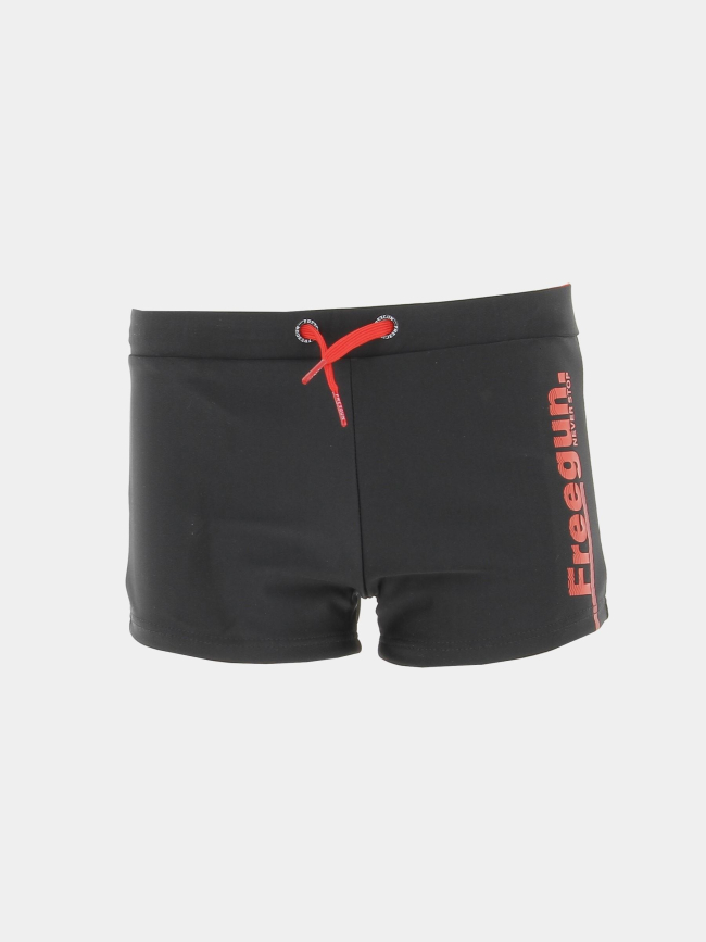 Maillot de bain boxer never stop rouge noir garçon - Freegun