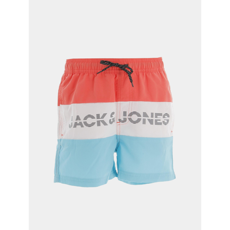 Short de bain fiji colorblock orange blanc bleu garçon - Jack & Jones