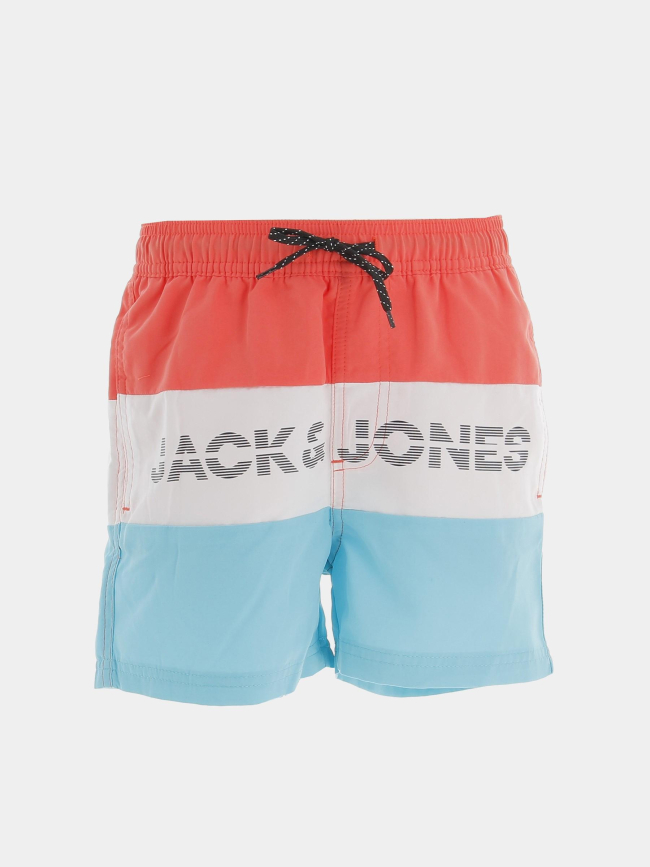 Short de bain fiji colorblock orange blanc bleu garçon - Jack & Jones