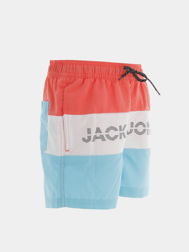 Short de bain fiji colorblock orange blanc bleu garçon - Jack & Jones