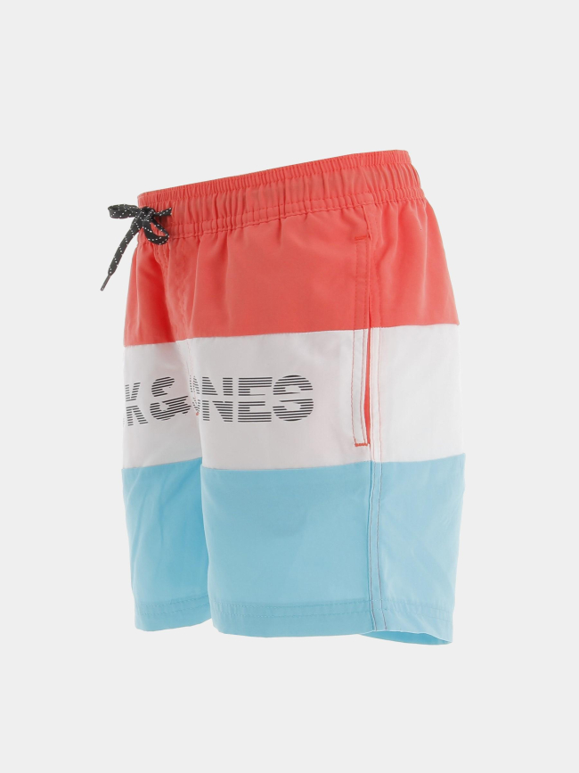 Short de bain fiji colorblock orange blanc bleu garçon - Jack & Jones