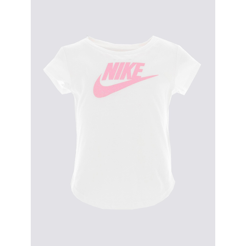 T-shirt logo paillette futura rose blanc fille - Nike