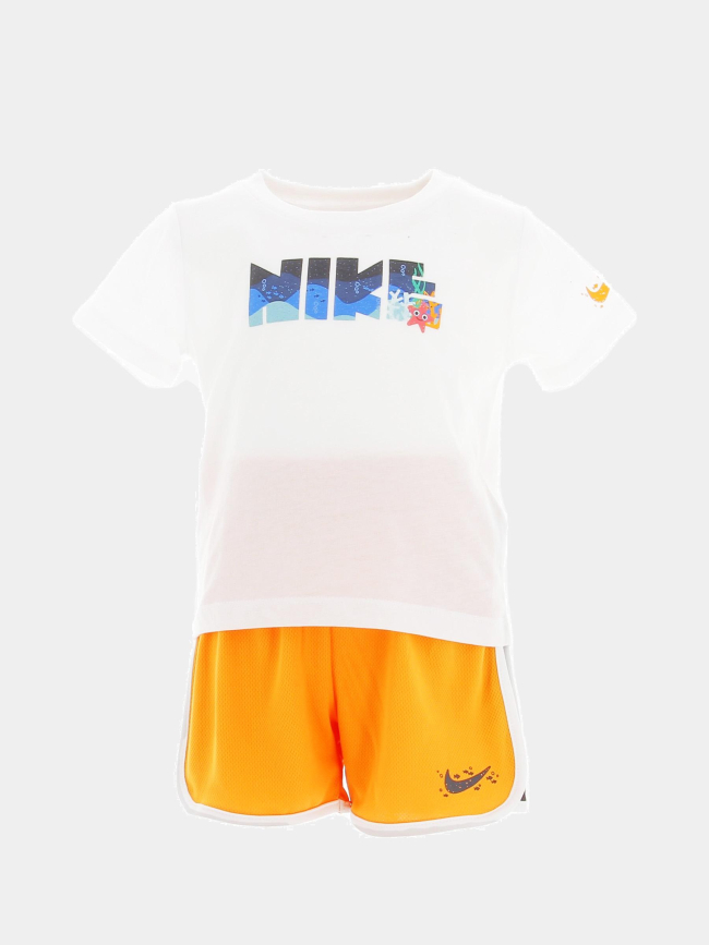 Ensemble short t-shirt sportswear coral blanc orange enfant - Nike