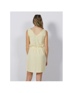 Robe courte rayée bumpy jaune blanc femme - Vero Moda