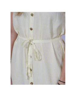 Robe courte rayée bumpy jaune blanc femme - Vero Moda