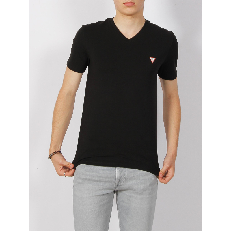 T-shirt éco col v core logo noir homme - Guess