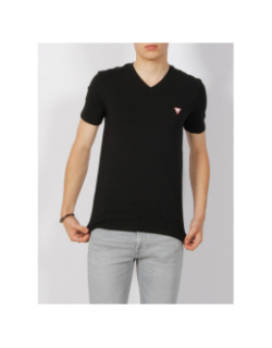 T-shirt éco col v core logo noir homme - Guess