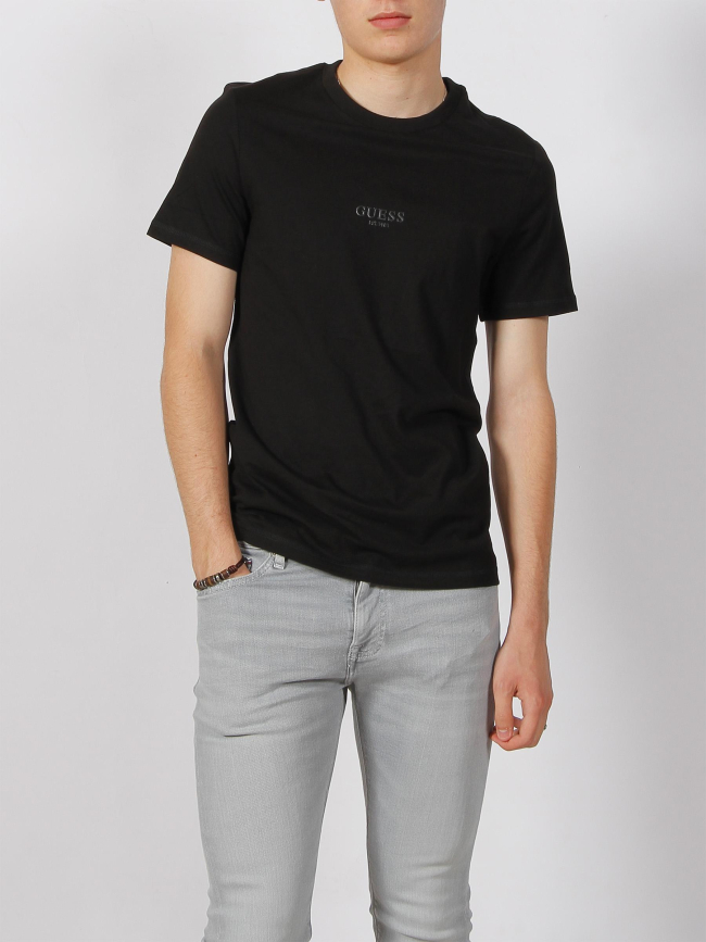 T-shirt éco slim logo aidy noir homme - Guess