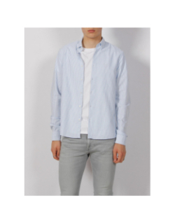 Chemise rayée manches longues oxford bleu homme - Calvin Klein