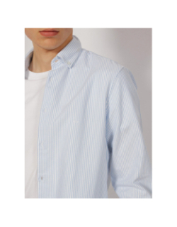 Chemise rayée manches longues oxford bleu homme - Calvin Klein