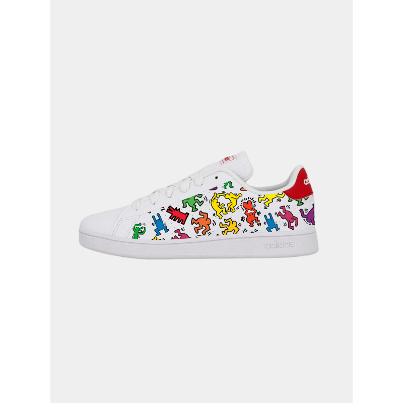 Baskets basses advantage k keith haring blanc/rose fille - Adidas