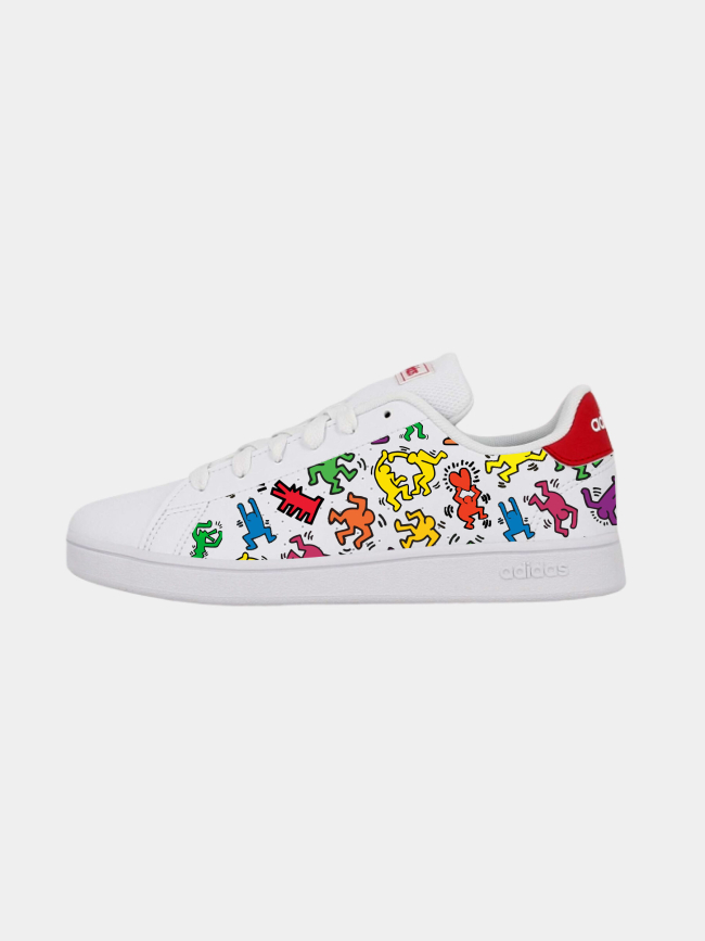 Baskets basses advantage k keith haring blanc/rose fille - Adidas