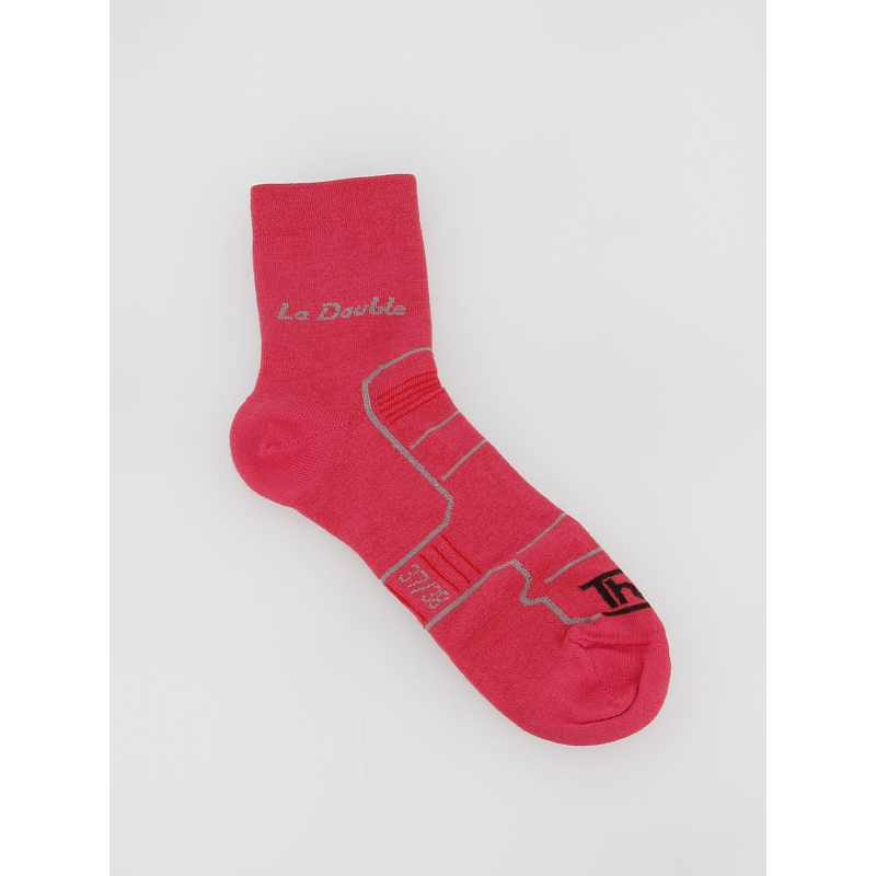 Chaussettes de randonnée double club rose femme - Thyo