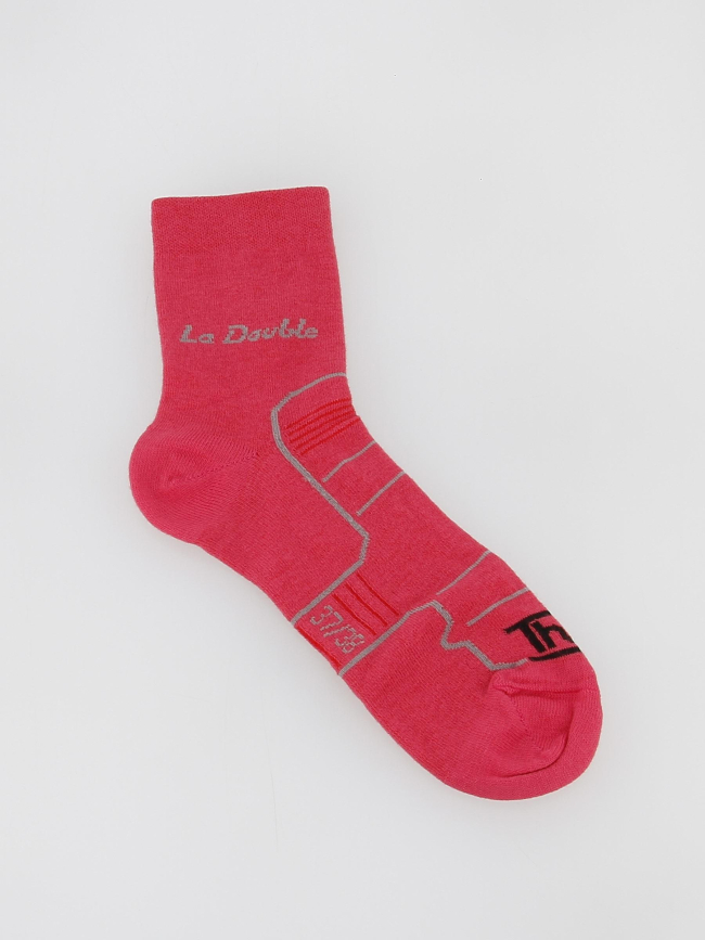 Chaussettes de randonnée double club rose femme - Thyo