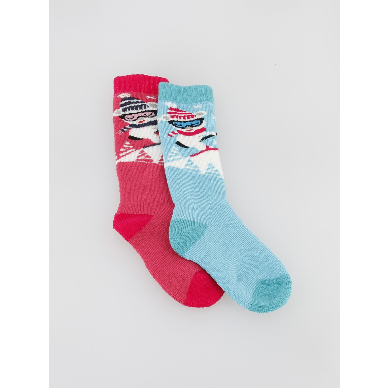 Chaussettes de neige mi-bas baby bleu et rose - Thyo