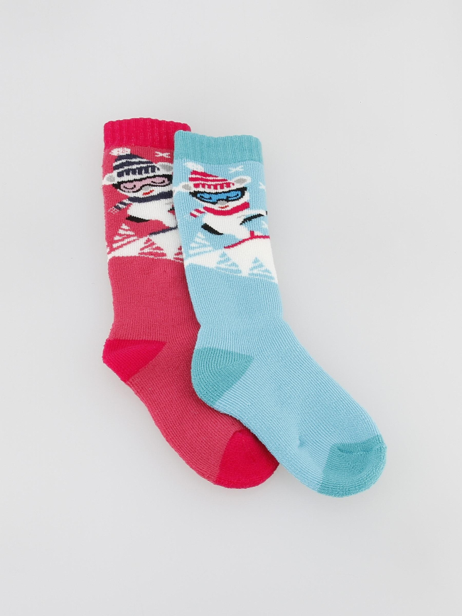 Chaussettes de neige mi-bas baby bleu et rose - Thyo