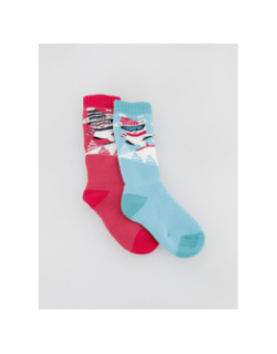 Chaussettes de neige mi-bas baby bleu et rose - Thyo