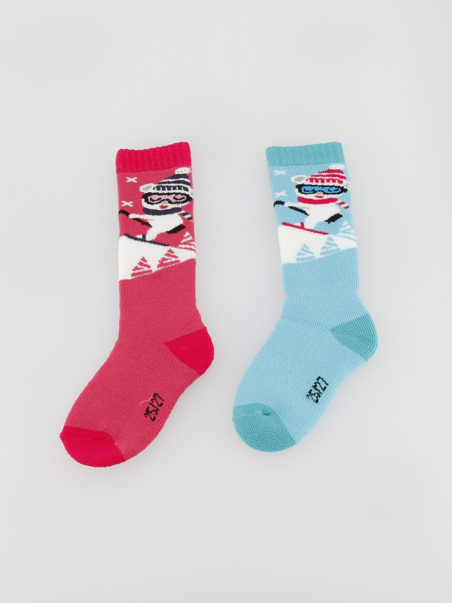 Chaussettes de neige mi-bas baby bleu et rose - Thyo