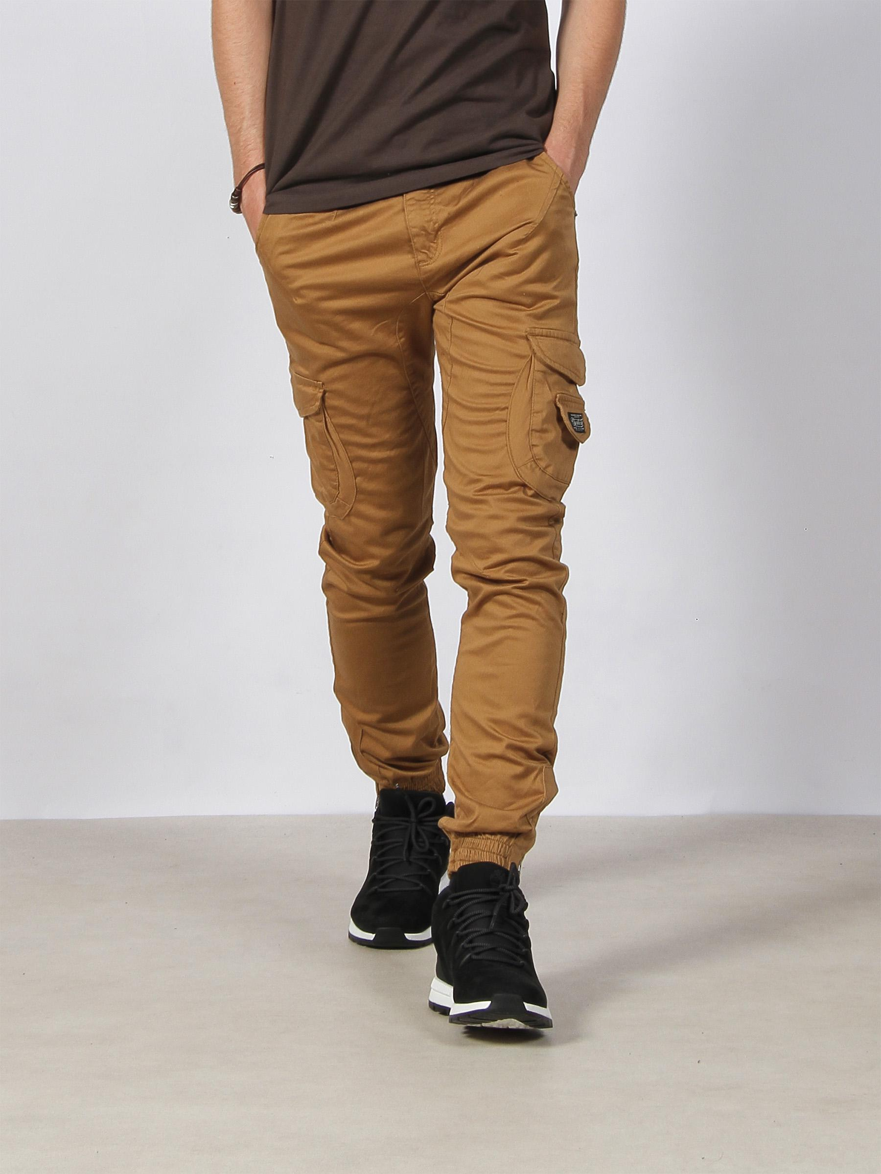 Pantalon cargo resserré garden marron homme - Deeluxe