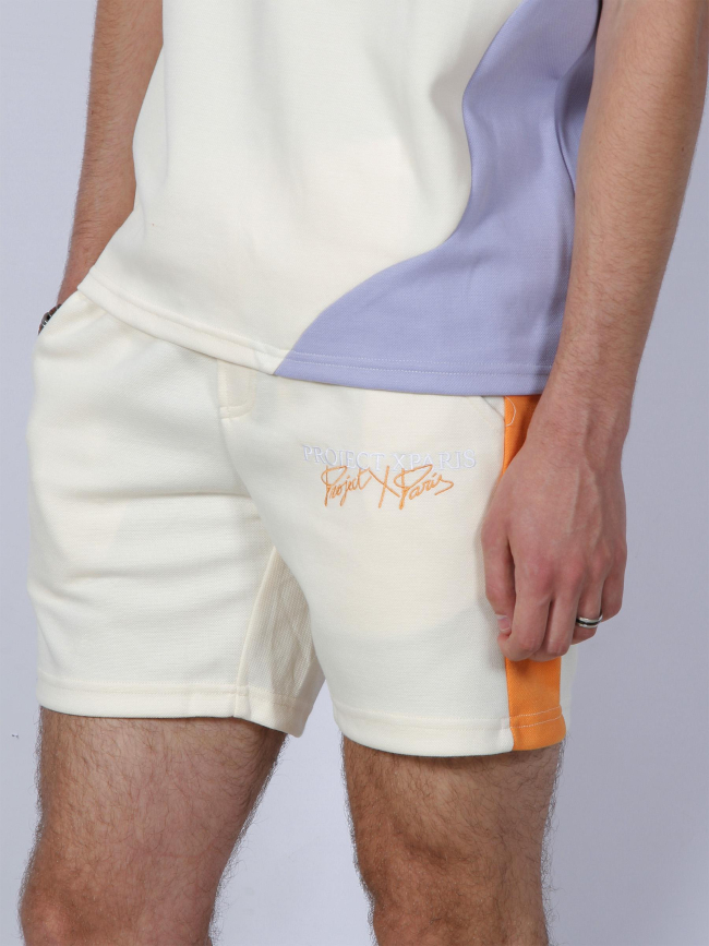 Short logo imprimé en relief beige homme - Project X Paris