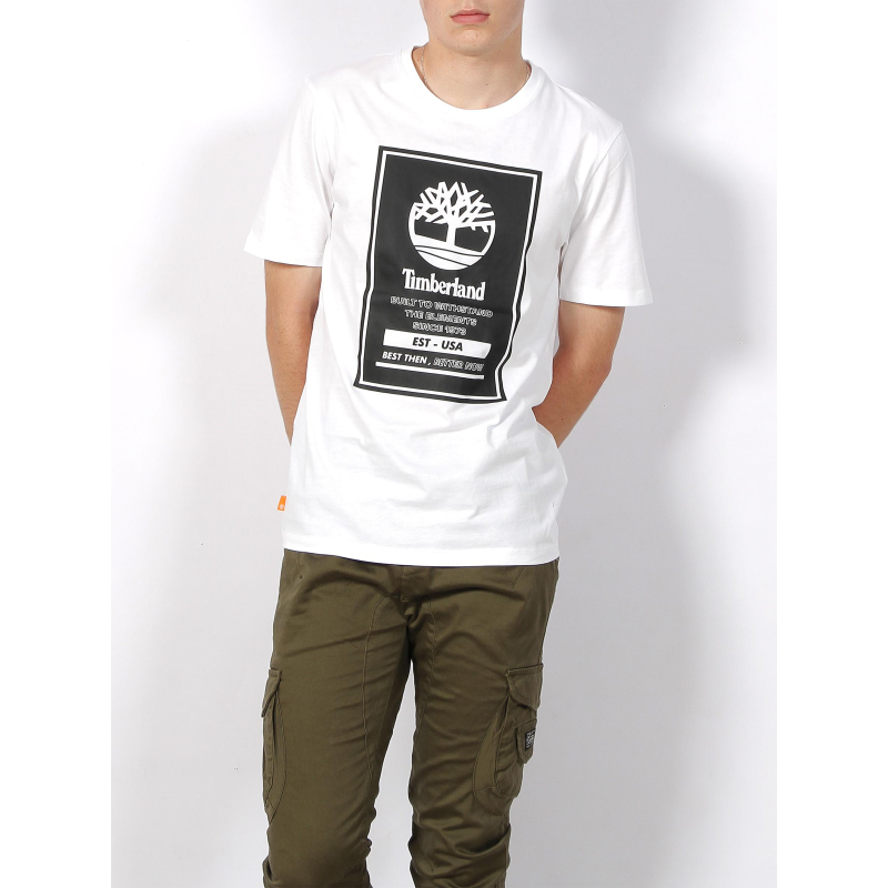 T-shirt stack logo blanc homme - Timberland