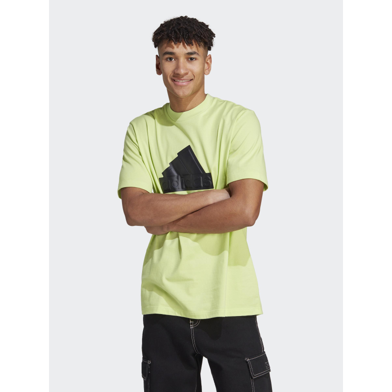 T-shirt logo relief noir vert homme - Adidas