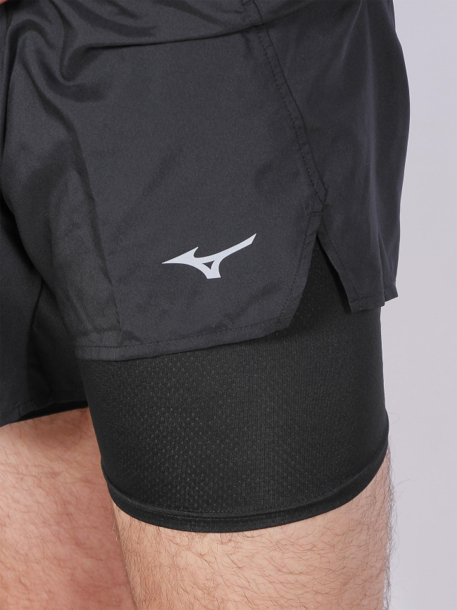 Short de running core 5.5 noir 2 en 1 homme - Mizuno