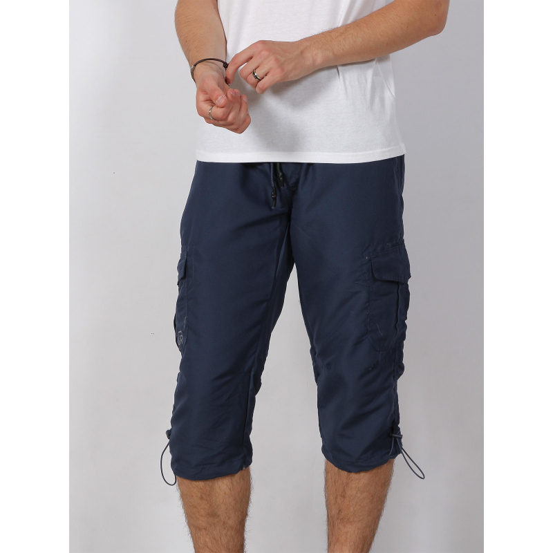 Pantacourt cargo microfibre bleu marine homme - Rms 26