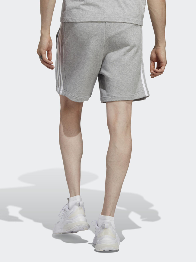 Short jogging 3 stripes gris chiné homme - Adidas