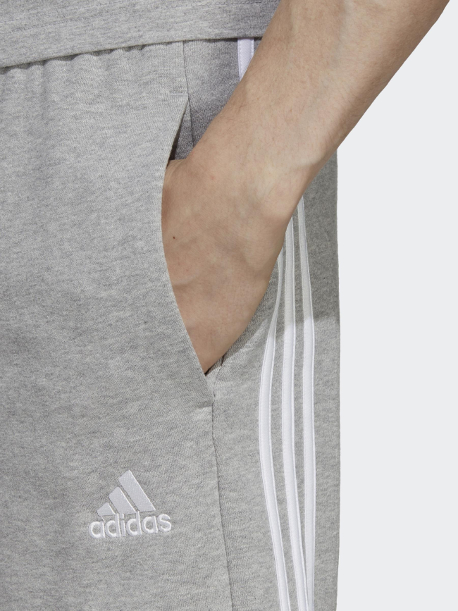 Short jogging 3 stripes gris chiné homme - Adidas