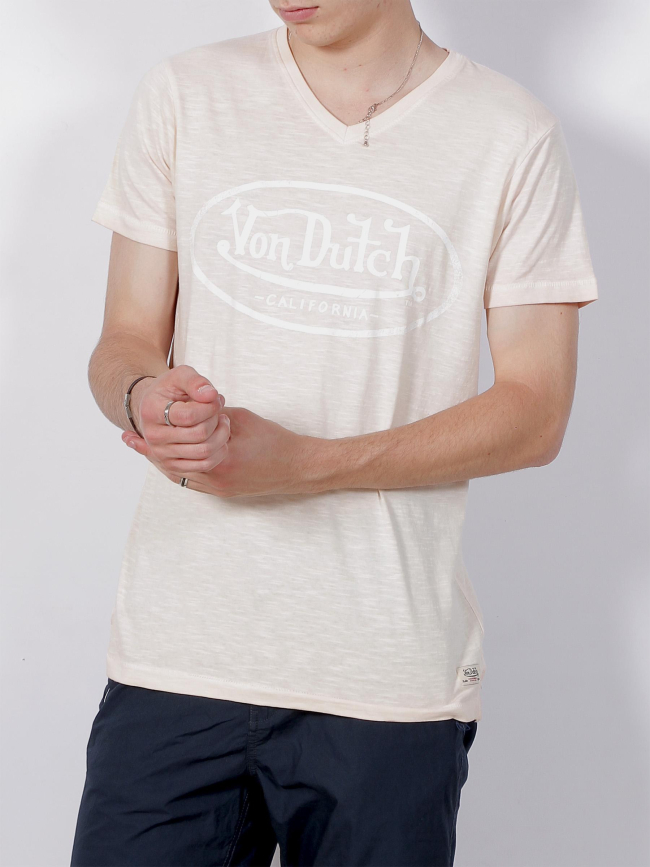 T-shirt logo imprimé rose clair homme - Von Dutch