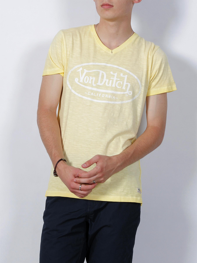 T-shirt logo imprimé jaune clair homme - Von Dutch