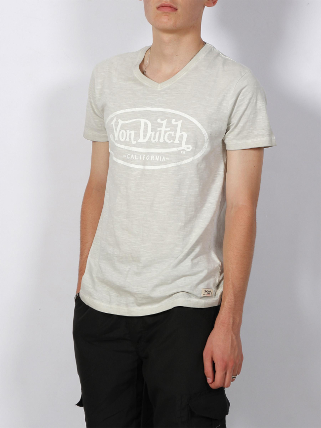 T-shirt logo imprimé gris clair homme - Von Dutch