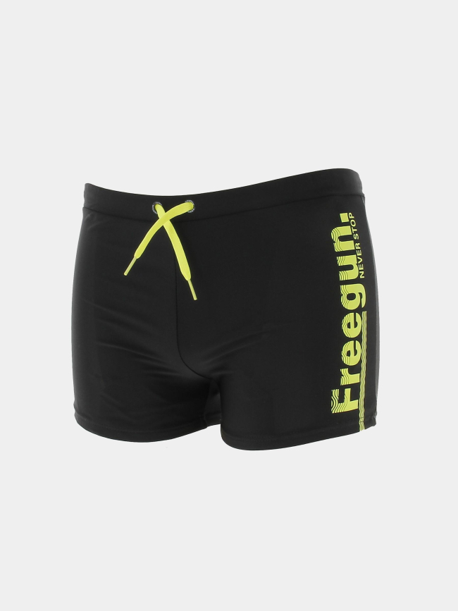 Maillot de bain boxer never stop jaune noir homme - Freegun